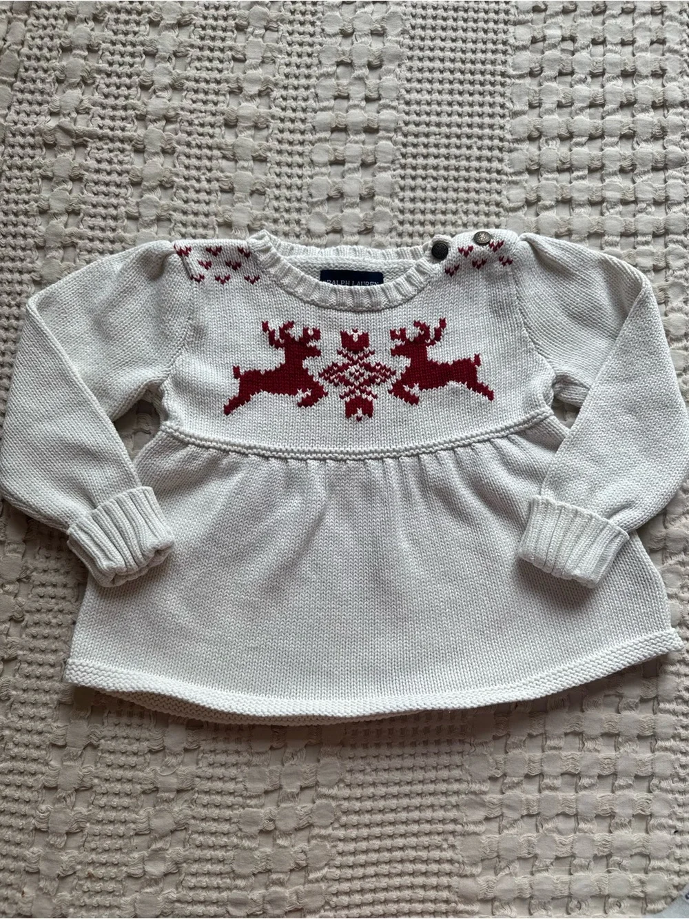Ralph Lauren Cream Knit Sweater with Red Reindeer